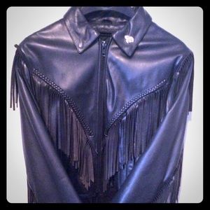 Wilsons Leather  Black Leather Motorcycle Jacket
